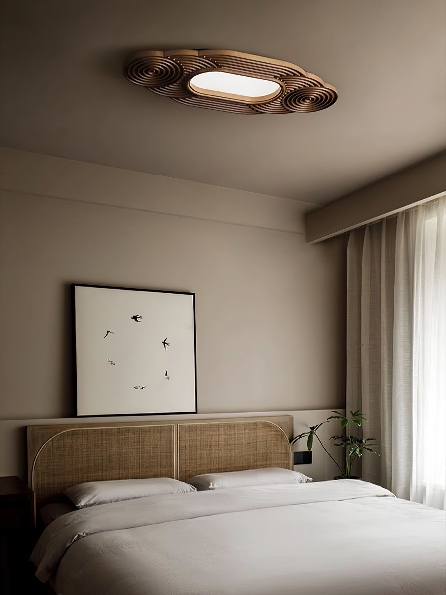 Modern Organic Wood LED Ceiling Lamp Minimalist Flush Mount Fixture
