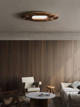 Modern Organic Wood LED Ceiling Lamp Minimalist Flush Mount Fixture
