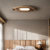 Modern Organic Wood LED Ceiling Lamp Minimalist Flush Mount Fixture