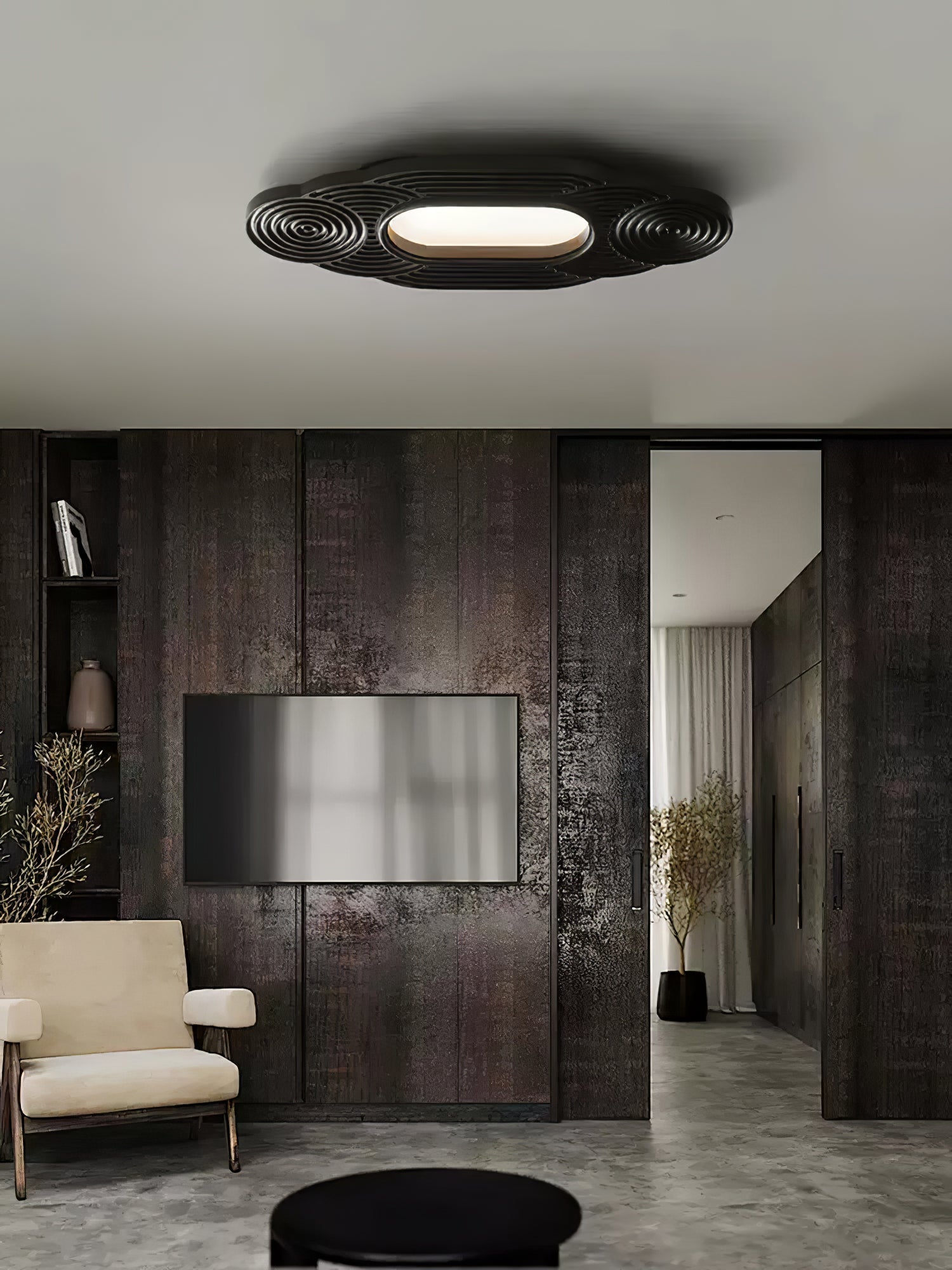 Modern Organic Wood LED Ceiling Lamp Minimalist Flush Mount Fixture
