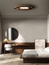 Modern Organic Wood LED Ceiling Lamp Minimalist Flush Mount Fixture
