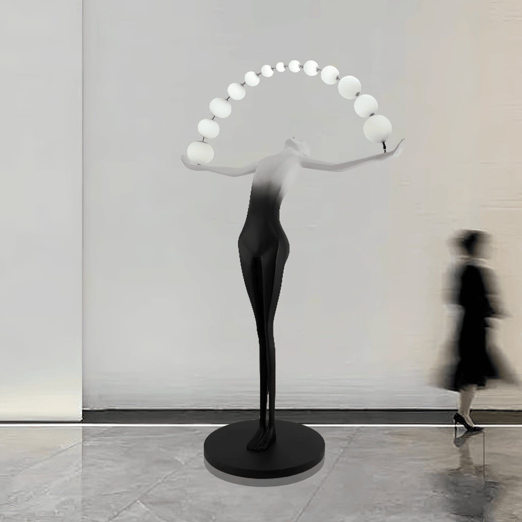 Modern Sculptural Statue of Liberty Floor Lamp with LED Arc Lighting for Living Room