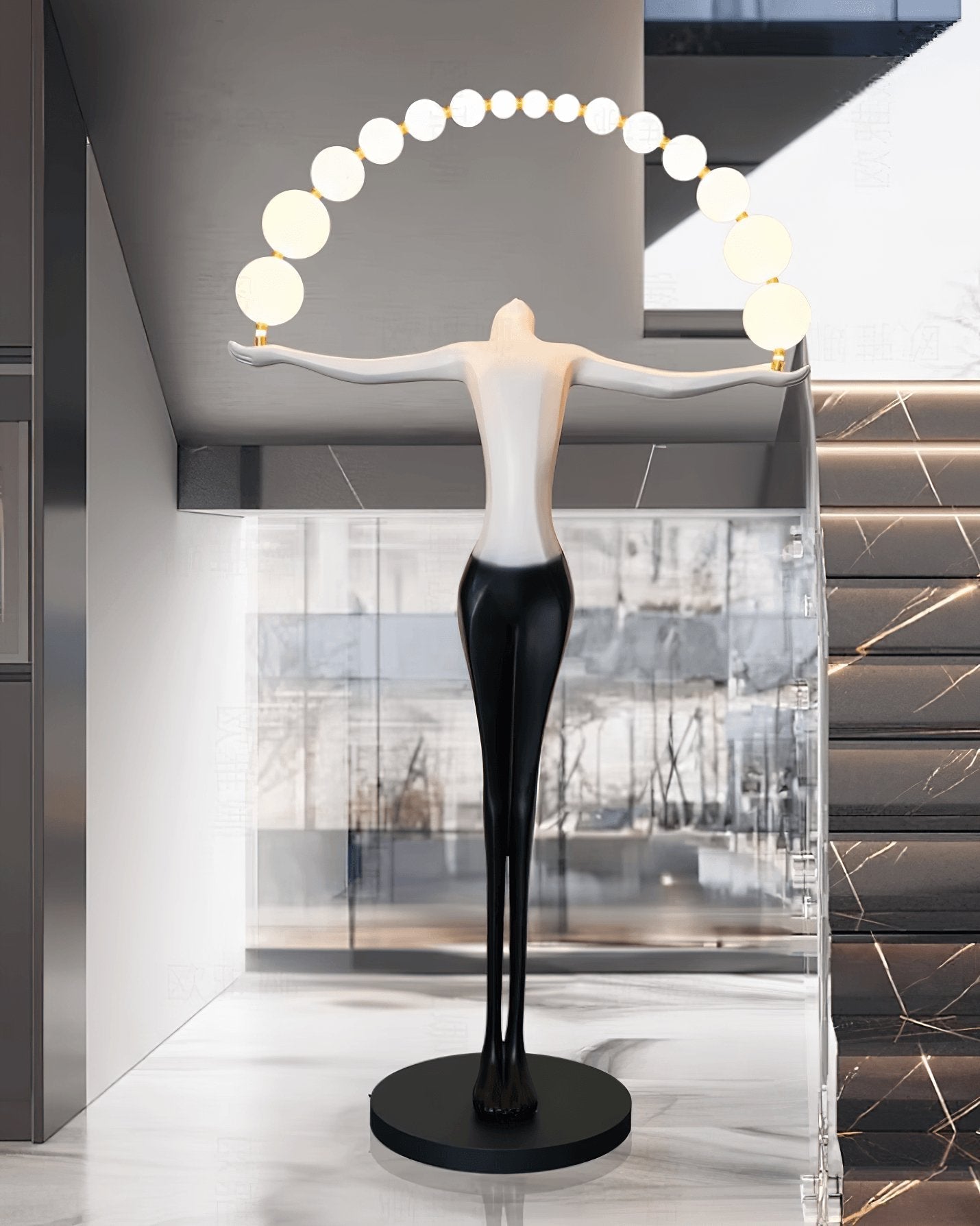 Modern Sculptural Statue of Liberty Floor Lamp with LED Arc Lighting for Living Room
