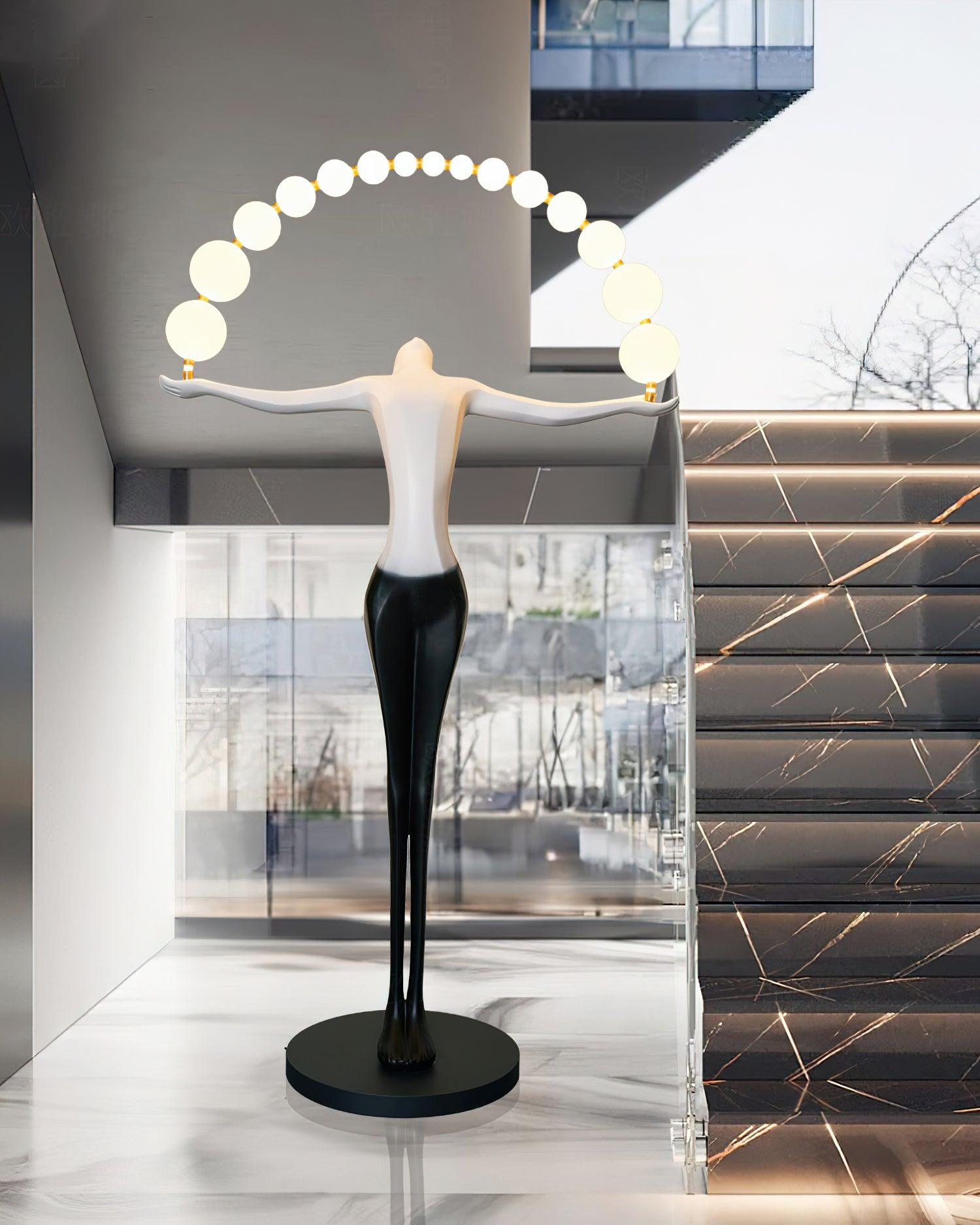 Modern Sculptural Statue of Liberty Floor Lamp with LED Arc Lighting for Living Room
