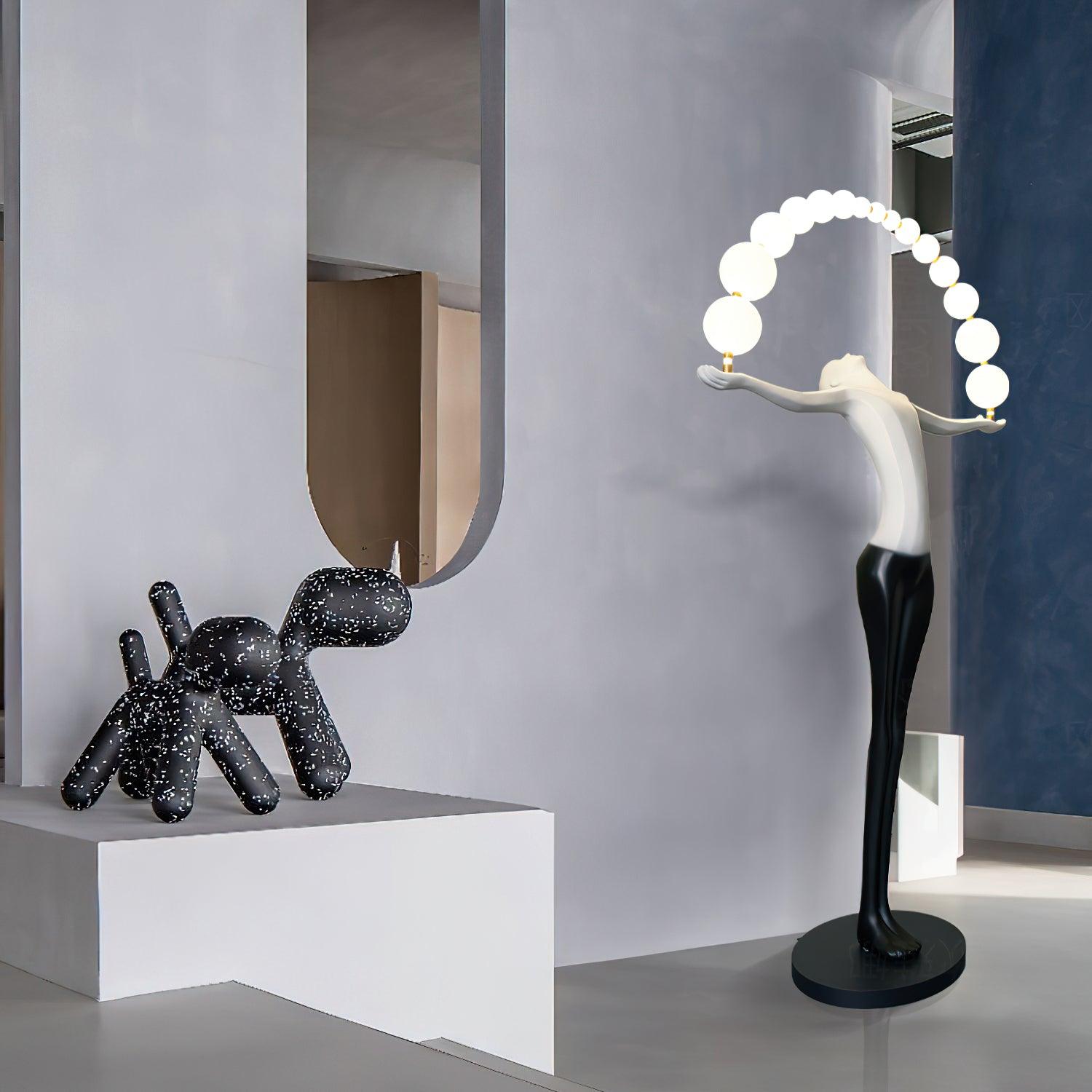 Modern Sculptural Statue of Liberty Floor Lamp with LED Arc Lighting for Living Room