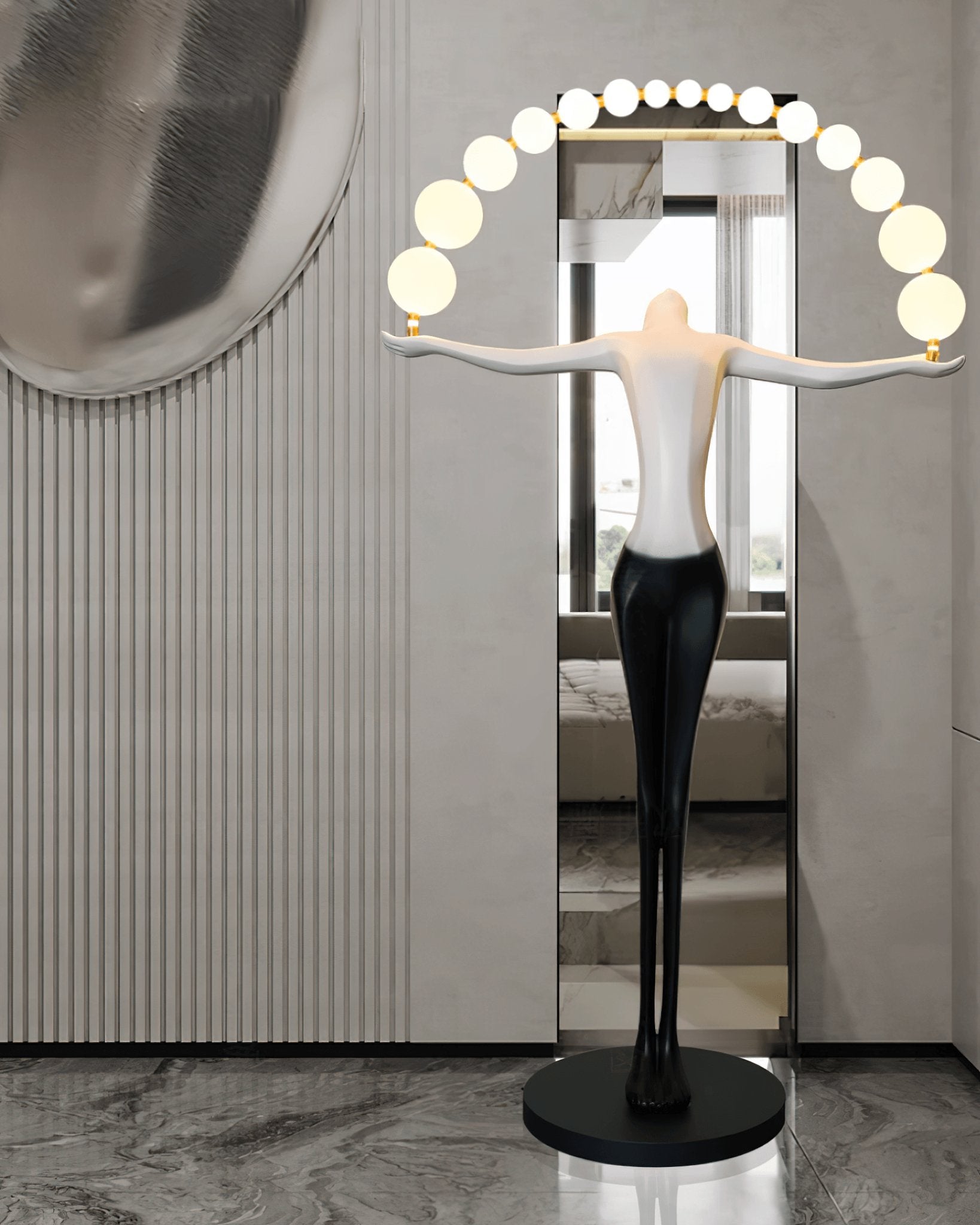 Modern Sculptural Statue of Liberty Floor Lamp with LED Arc Lighting for Living Room
