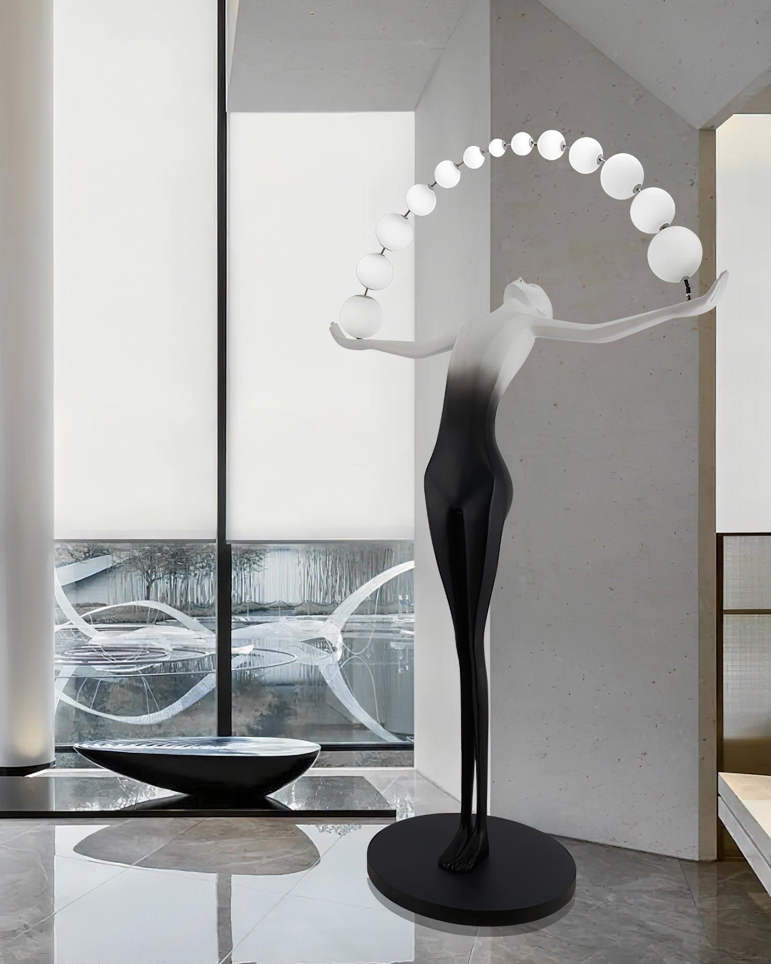 Modern Sculptural Statue of Liberty Floor Lamp with LED Arc Lighting for Living Room