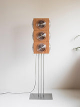 Vintage Photography Inspired Cherry Wood and Glass Cinematic Lightbox Floor Lamp