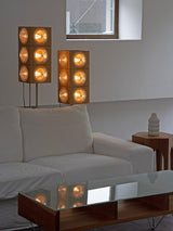 Vintage Photography Inspired Cherry Wood and Glass Cinematic Lightbox Floor Lamp