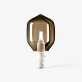 Modern Smoked Glass Lighthouse Table Lamp with Natural Marble Base and G9 LED Socket