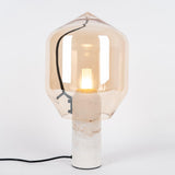 Modern Smoked Glass Lighthouse Table Lamp with Natural Marble Base and G9 LED Socket