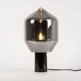 Modern Smoked Glass Lighthouse Table Lamp with Natural Marble Base and G9 LED Socket