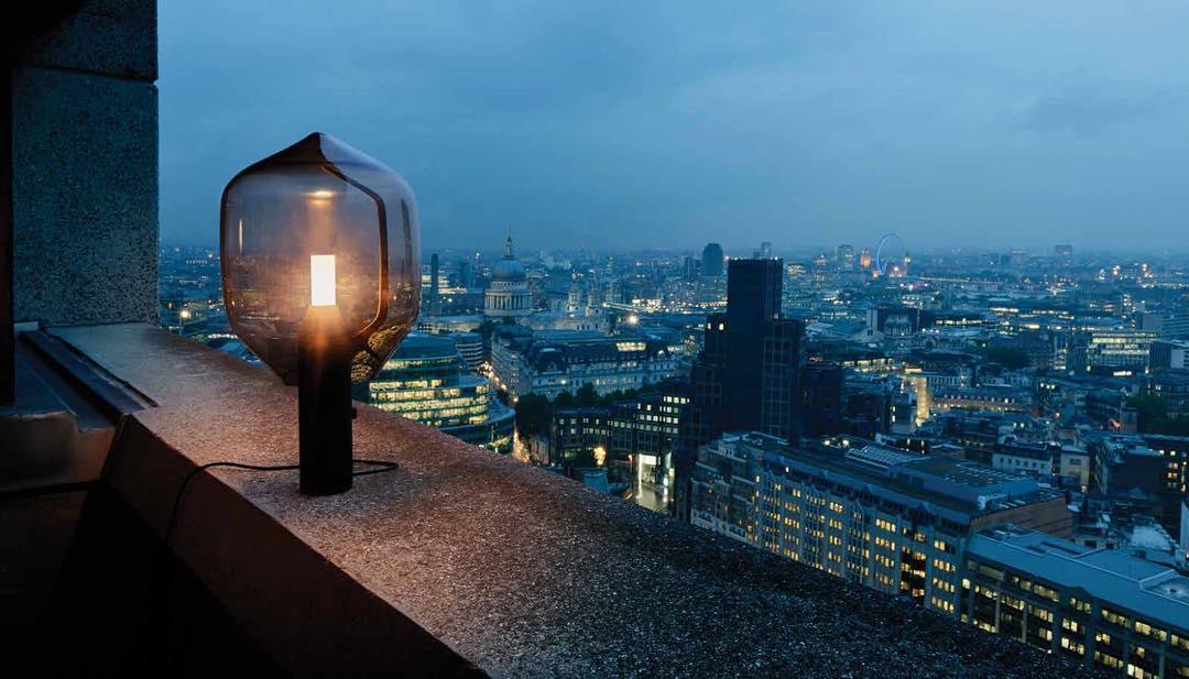 Modern Smoked Glass Lighthouse Table Lamp with Natural Marble Base and G9 LED Socket