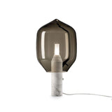 Modern Smoked Glass Lighthouse Table Lamp with Natural Marble Base and G9 LED Socket