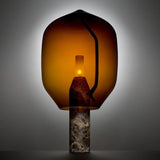 Modern Smoked Glass Lighthouse Table Lamp with Natural Marble Base and G9 LED Socket