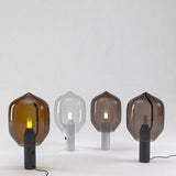 Modern Smoked Glass Lighthouse Table Lamp with Natural Marble Base and G9 LED Socket