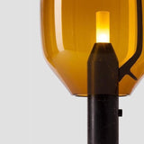 Modern Smoked Glass Lighthouse Table Lamp with Natural Marble Base and G9 LED Socket