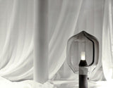 Modern Smoked Glass Lighthouse Table Lamp with Natural Marble Base and G9 LED Socket