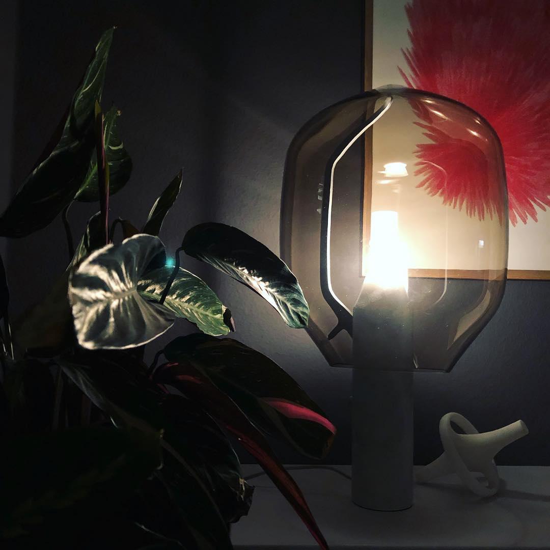 Modern Smoked Glass Lighthouse Table Lamp with Natural Marble Base and G9 LED Socket