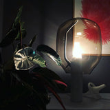 Modern Smoked Glass Lighthouse Table Lamp with Natural Marble Base and G9 LED Socket