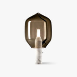 Modern Smoked Glass Lighthouse Table Lamp with Natural Marble Base and G9 LED Socket
