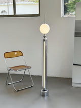 Modern Chrome Lightning Rod Floor Lamp with Slim Stainless Steel Body and Integrated LED