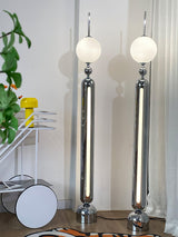 Modern Chrome Lightning Rod Floor Lamp with Slim Stainless Steel Body and Integrated LED