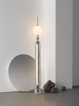 Modern Chrome Lightning Rod Floor Lamp with Slim Stainless Steel Body and Integrated LED