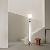 Modern Chrome Lightning Rod Floor Lamp with Slim Stainless Steel Body and Integrated LED