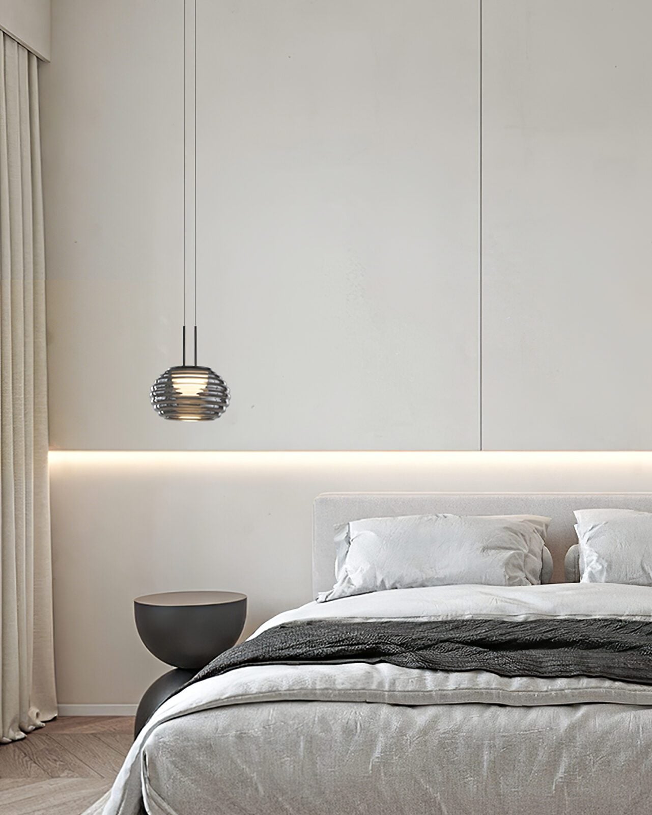 smoke-grey-wavy-glass-pendant-light-with-dual-layer-integrated-led