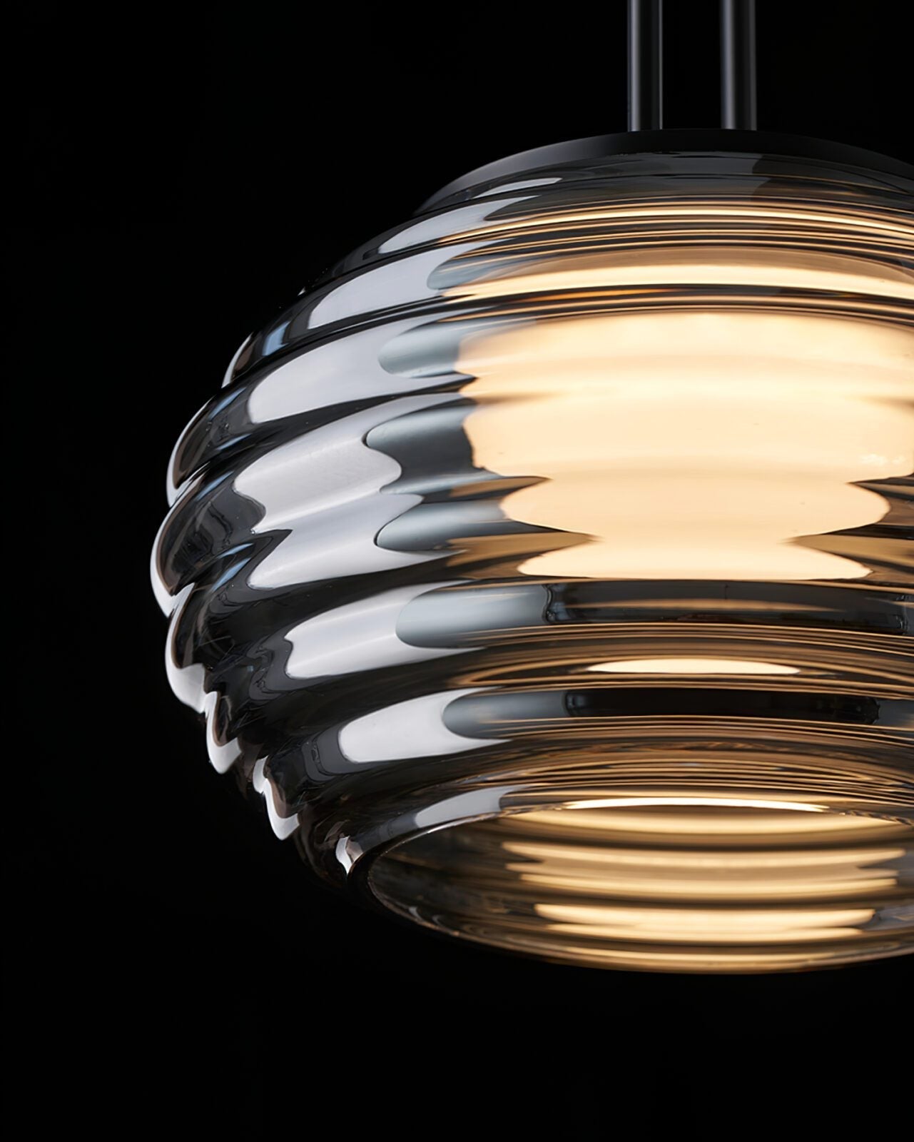 smoke-grey-wavy-glass-pendant-light-with-dual-layer-integrated-led