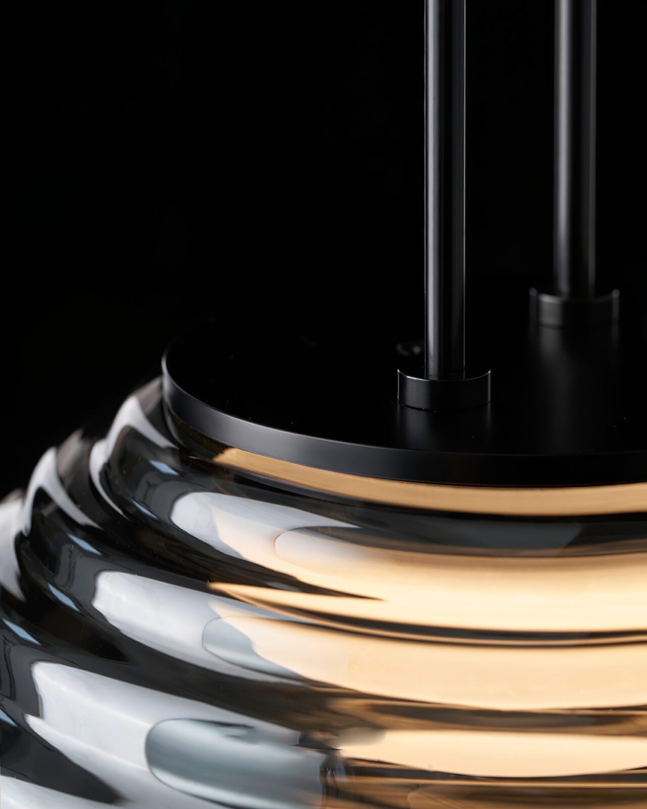 smoke-grey-wavy-glass-pendant-light-with-dual-layer-integrated-led