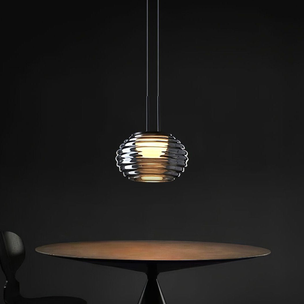 smoke-grey-wavy-glass-pendant-light-with-dual-layer-integrated-led