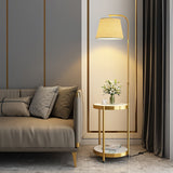 Lilah Modern Standing Lamp with Integrated End Table and Storage Shelf for Living Room