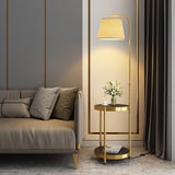 Lilah Modern Standing Lamp with Integrated End Table and Storage Shelf for Living Room