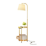 Lilah Modern Standing Lamp with Integrated End Table and Storage Shelf for Living Room