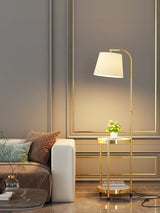 Lilah Modern Standing Lamp with Integrated End Table and Storage Shelf for Living Room