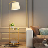 Lilah Modern Standing Lamp with Integrated End Table and Storage Shelf for Living Room