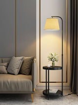 Lilah Modern Standing Lamp with Integrated End Table and Storage Shelf for Living Room