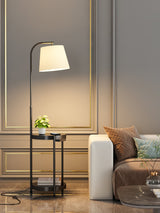 Lilah Modern Standing Lamp with Integrated End Table and Storage Shelf for Living Room