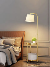 Lilah Modern Standing Lamp with Integrated End Table and Storage Shelf for Living Room