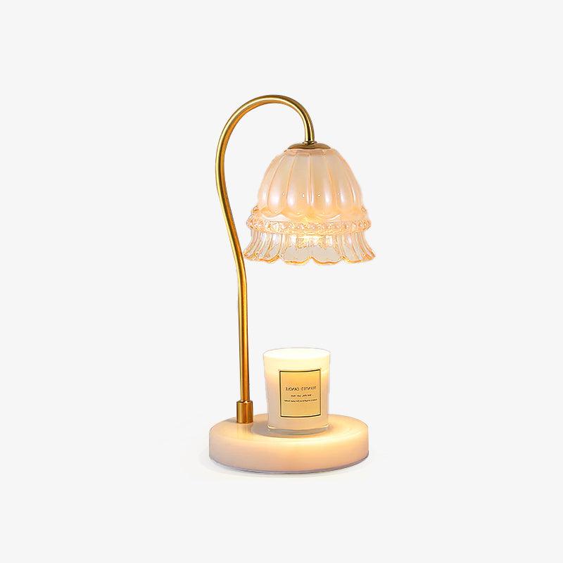 Elegant White Marble Candle Warmer Lamp Gold Metal Table Light for Scented Wax Melts