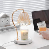 Elegant White Marble Candle Warmer Lamp Gold Metal Table Light for Scented Wax Melts