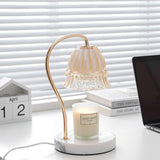 Elegant White Marble Candle Warmer Lamp Gold Metal Table Light for Scented Wax Melts