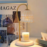 Elegant White Marble Candle Warmer Lamp Gold Metal Table Light for Scented Wax Melts