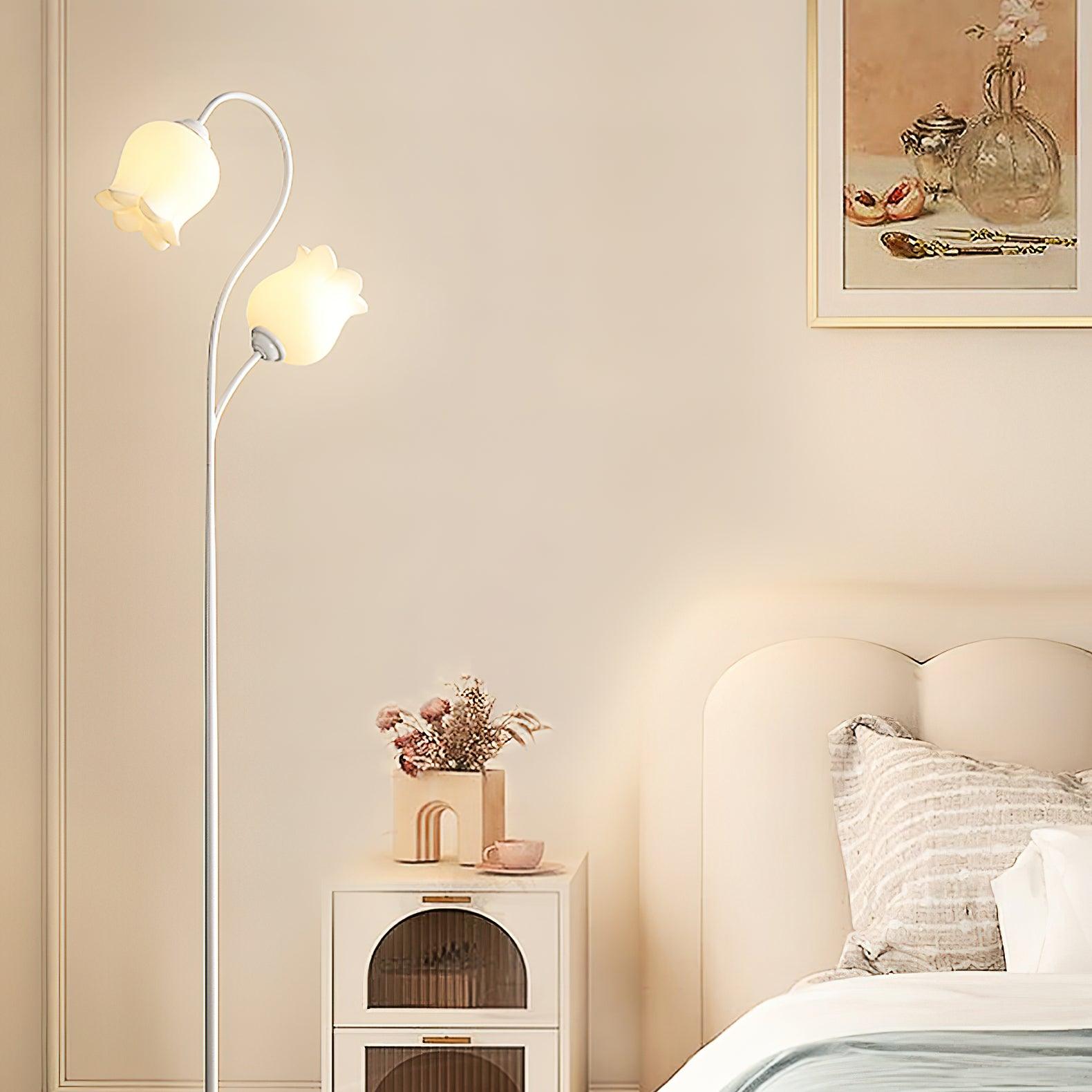 Lilium Lily Flower Torchiere Floor Lamp Vintage Style Standing Light