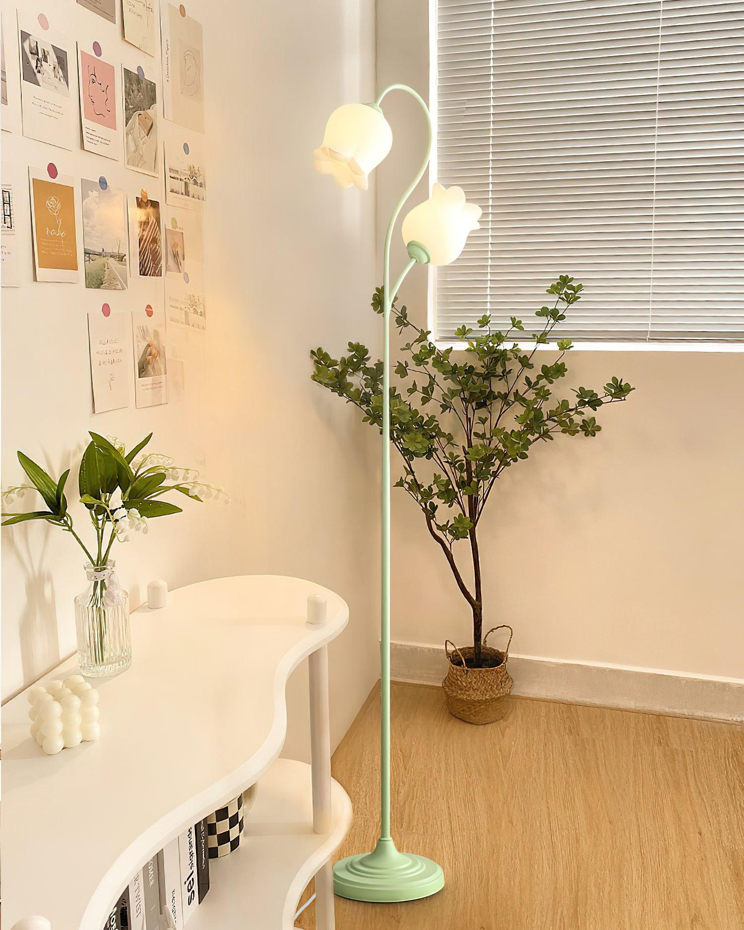Lilium Lily Flower Torchiere Floor Lamp Vintage Style Standing Light