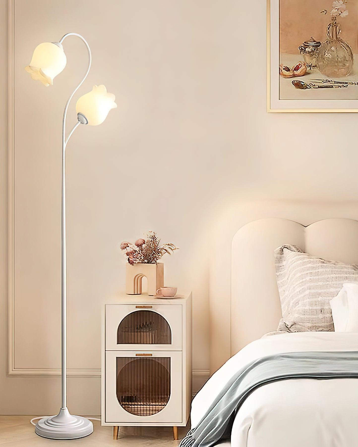 Lilium Lily Flower Torchiere Floor Lamp Vintage Style Standing Light