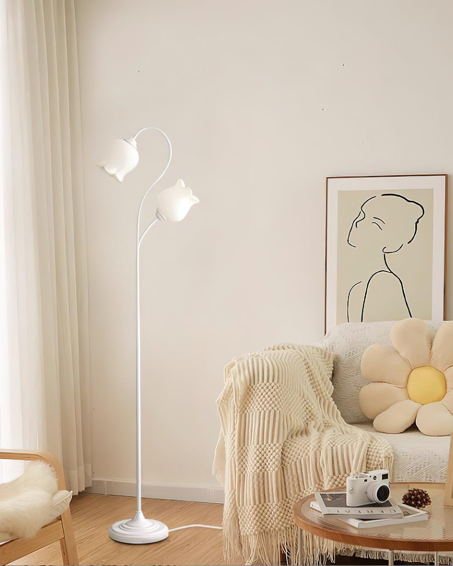 Lilium Lily Flower Torchiere Floor Lamp Vintage Style Standing Light