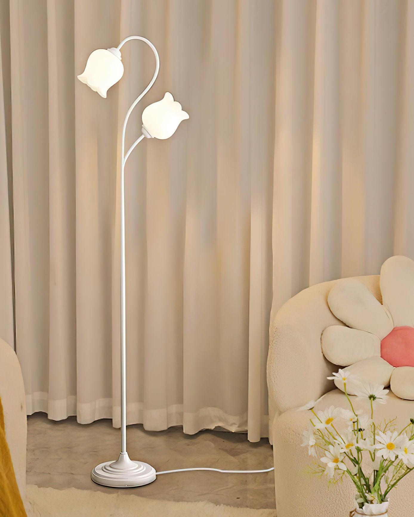 Lilium Lily Flower Torchiere Floor Lamp Vintage Style Standing Light